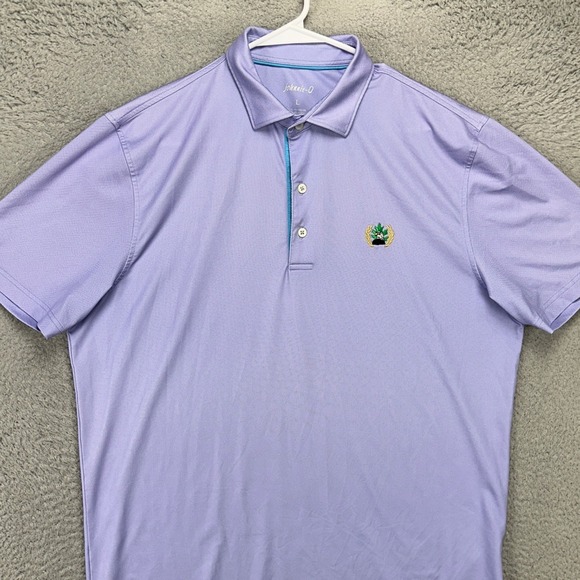 Johnnie-O Shirt Polo Mens Large Purple Performance Stretch Rugby Short Sleeve